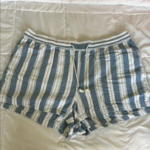 Old Navy Blue and White Linen Shorts with Stripes